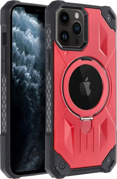 Mbajtëse telefoni Armor Mag për iPhone 11 Pro, MagSafe, me unazë stand, e kuqe