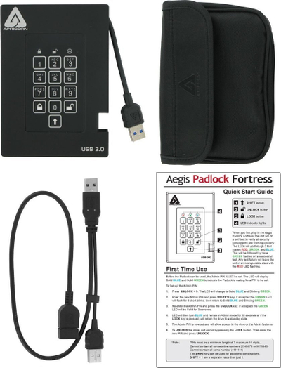 SSD i jashtëm Apricorn Aegis Fortress A25-3PL256-S256F, 256GB, USB 3.0, i zi