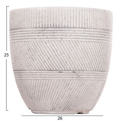 Set vazo kopshti Gardener HM4719, 4 copë, rrumbullakëta FiberClay, ngjyrë çimento