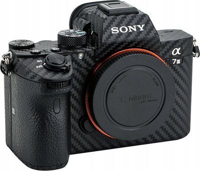 Mbulesë karboni për kamerë JJC A7M3, për Sony A7 III A7R III, efekt fiber karboni, e zezë