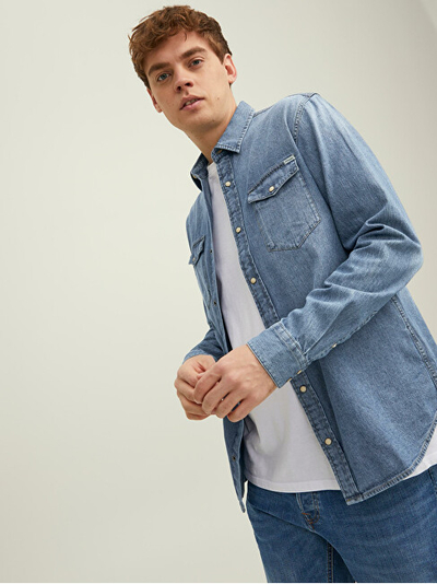 Këmishë Jack&Jones JJESHERIDAN Slim Fit 12138115 Medium Blue Denim