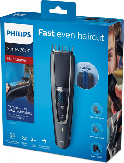 Makinë qethëse Philips Series 7000 HC7650/15, DualCut, 90 min pa kabllo, gri