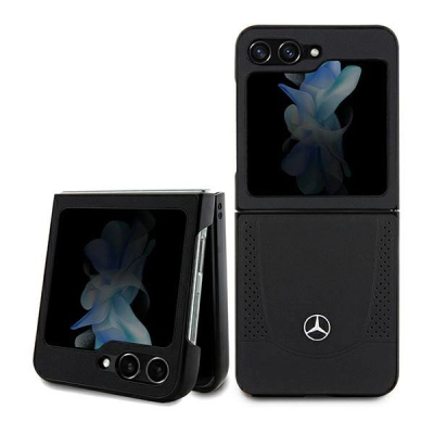 Këllëf telefoni Mercedes Leather Urban për Samsung Galaxy Z Flip5, lëkurë, mbrojtës, i zi