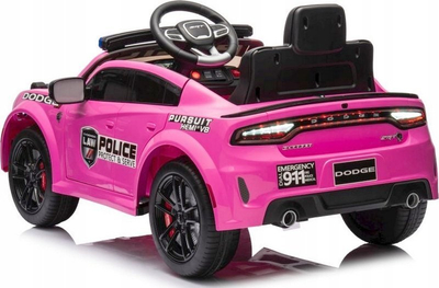 Makinë policie elektrike Dodge, për fëmijë, me drita dhe tinguj, rozë