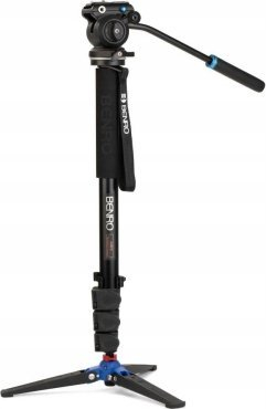 Monopod Benro A38FD, alumin, 4 seksione, me bazë me 3 këmbë, ngjyrë e zezë