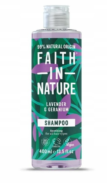 Shampo Faith in Nature, livando dhe geranium, balancuese, 400 ml