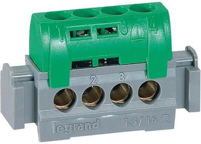 Terminal elektrik Legrand Z-4, 4 vrima, IP2X, jeshil