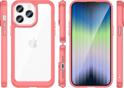 Mbrojtëse telefoni Hurtel Outer Space Case, iPhone 14 Pro, hard cover me kornizë xheli, e kuqe