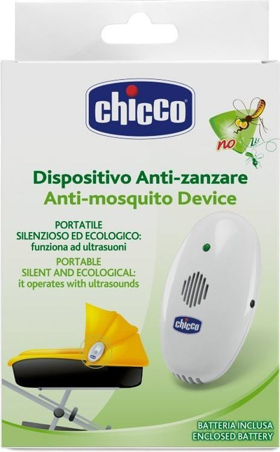 Електронски уред против комарци Chicco Ultrasonic, ултразвучни бранови, без хемикалии, бел