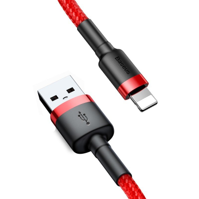 Karikues Baseus Cafule USB Lightning 2.4A 1m (i zi I kuq)