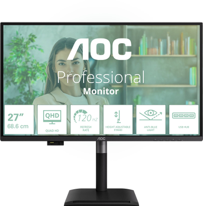 Monitor AOC Q27P4U, 27", QHD 2560 x 1440, 120Hz, i zi