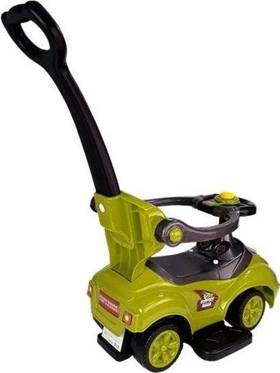 Makinë lodër Lean Sport Mega Car 3‑në‑1, ride on me dorezë për shtyrje, e verdhë