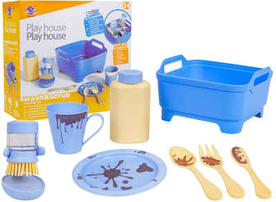 Сет играчка за чистење Ramiz Kitchen Cleaning, додатоци кои ја менуваат бојата, 3+, сина