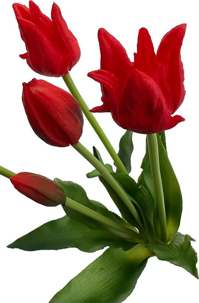 Buqetë lulesh artificiale Saska Gift and Decor Tulip, 5 copë, 40 cm, e kuqe
