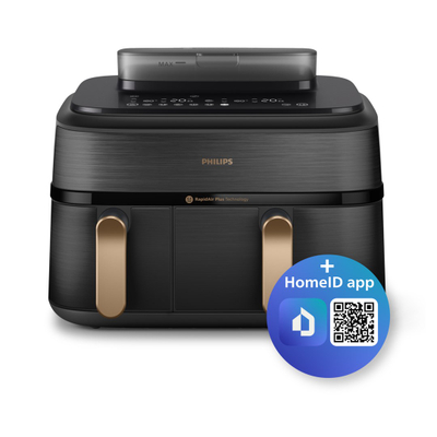 Fritezë me ajër Philips 3000 Series NA552/00, 9L, 2750W, me avull, e zezë