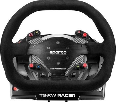 Set timoni gaming Thrustmaster TS-XW Racer me pedale dhe ndërrues shpejtësish TH8A, 1080°, për PC dhe Xbox, zi me të kuqe