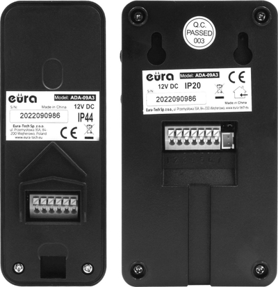 Interfon pa receptor EURA ADP-09A3, dy hyrje, IP44, i bardhë