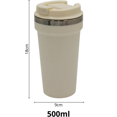 Термос за патување Excellent Houseware, 500ml, не‘рѓосувачки челик, екру