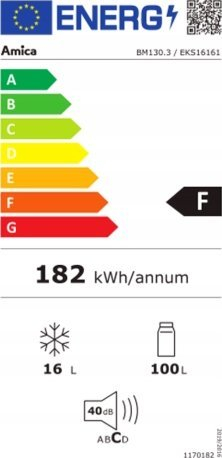 Frigorifer i inkastrum Amica EKS 16171, 105L, 40dB, i bardhë