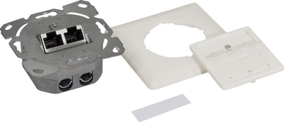 Prizë murale rrjeti LogiLink Cat.6A, 2x RJ45 STP, vertikale, e bardhë
