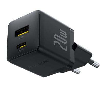 Karikues muri Baseus Palm, 20W, me 2 porta USB dhe USB-C, i zi