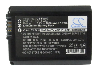 Bateri për kamerë Sony NP FW50, 7.4V, 1080mAh, e zezë