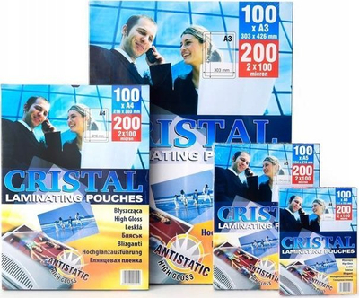 Qese laminimi Cristal A3, 250 mic, antistatike, transparente, 100 copë