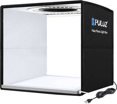 Tendë fotografike Puluz PKT3101B, 25 cm, LED, e zezë