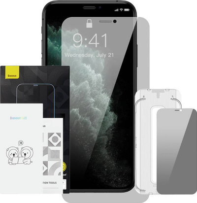 Xham mbrojtës Baseus Crystal Privacy, 0.3mm, për iPhone X XS, transparent