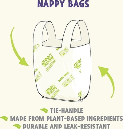 Qese kompostuese për pelena GreenAware Nappy Bags, 30 copë, me doreza, jeshile