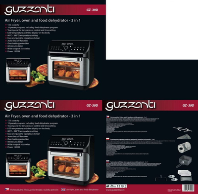 Fritezë ajri Guzzanti GZ 39D, 10 programe, ekran LED, inox e zezë