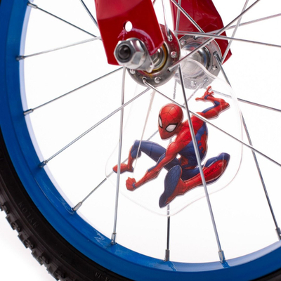 Bicikletë për fëmijë Huffy Spiderman, 16", me rrota ndihmëse, shumëngjyrëshe