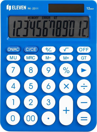 Kalkulator zyre ELEVEN RK2311BL, 12 numra, ekran i madh, blu