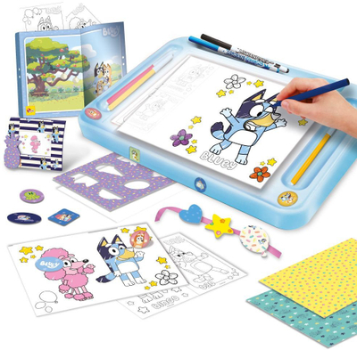 Set vizatimi Lisciani Giochi Bluey Drawing School 110681, tavolinë me dritë, shumëngjyrësh