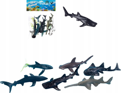 Set lodrash Sea Animals Sharks, figura peshkaqenësh, 6 copë, shumëngjyrëshe