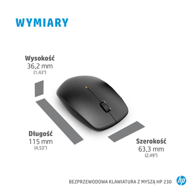 Set tastierë dhe maus HP 230 Wireless, 2.4GHz, i zi