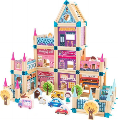 Set ndërtimi Beilaluna Wooden Blocks Princess House, 278 elemente, prej druri, shumëngjyrëshe