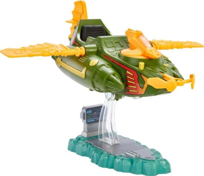Lodër mjet fluturues Masters of the Universe Origins Wind Raider, për figura 14 cm, me bazë për me e ekspozu, jeshile me portokalli