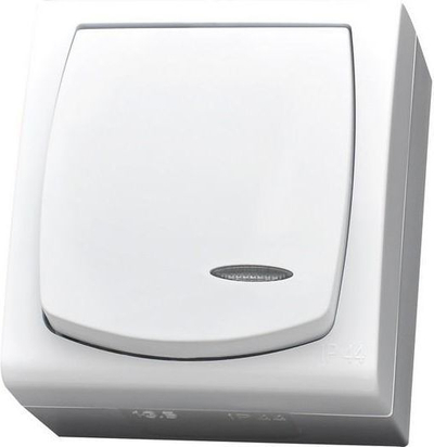Ndërprerës drite Ospel Madera IP44 (ŁNH-1NS / 00), i bardhë