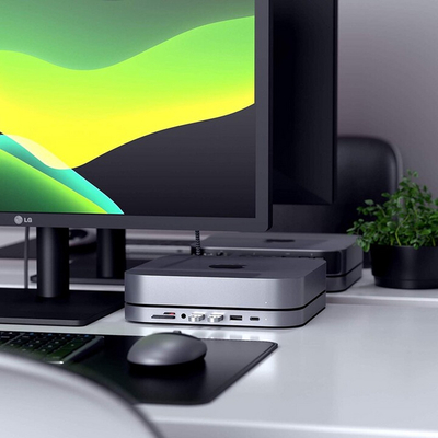 Mbajtëse dhe Hub Satechi USB-C për Mac Mini, e hirtë