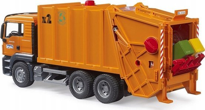 Lodër kamion plehrash Bruder MAN TGS, 1:16, ngarkim i pasëm, portokalli