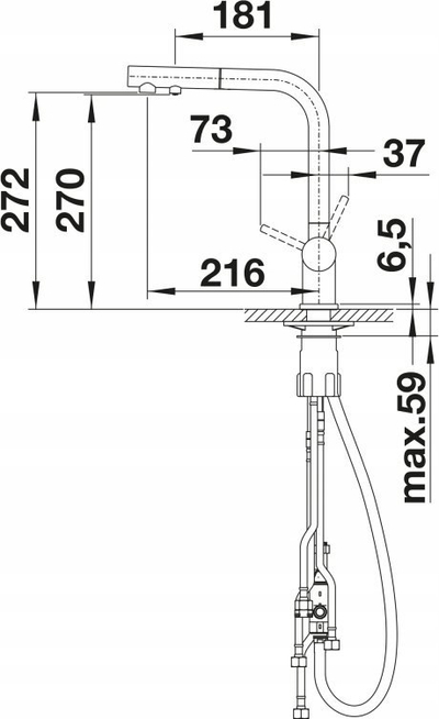 Rubinet kuzhine BLANCO Fontas S II 526694, 3 në 1, gryke që tërhiqet, ngjyrë ari satin