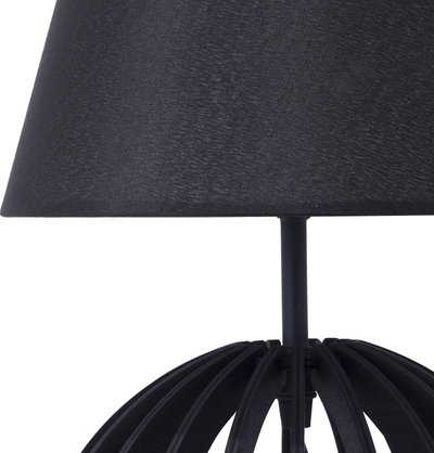 Lampë tavoline Beliani Samo, bazë druri, abazhur polycotton, e zezë