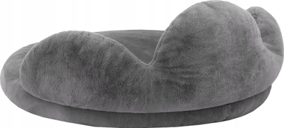 Shtrat për qen Small Fur Bed, divan 75x75cm, peliçe e butë, gri