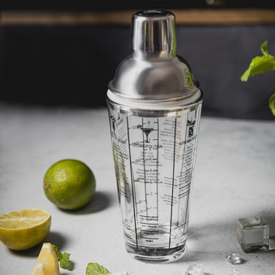 Shaker koktejli Klausberg, xham, 400 ml, me receta, i tejdukshëm