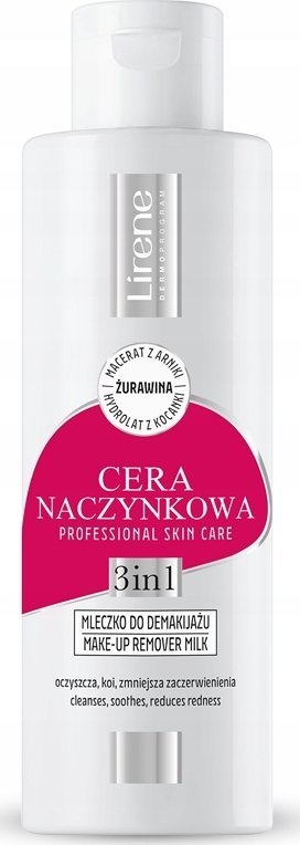 Qumësht pastrues fytyre dhe sysh Lirene Red Skin, ushqyes, për lëkurë të skuqur, 200 ml