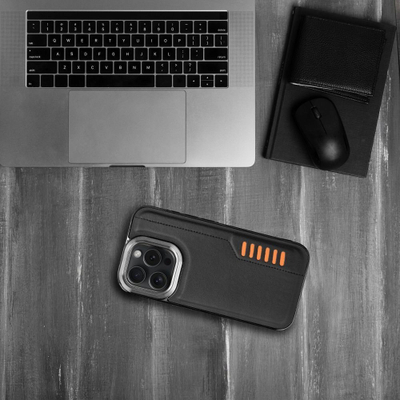 Kapak telefoni MILANO Case për iPhone 11, lëkurë ECO, shkon me karikim pa tela, i zi