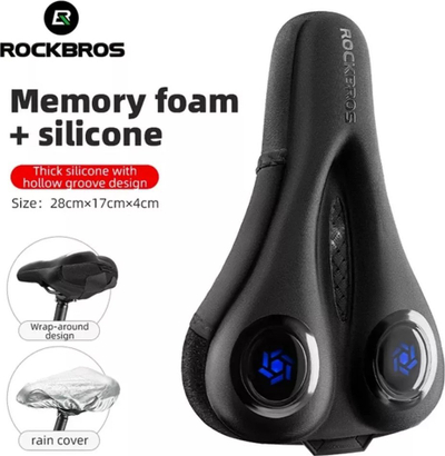 Mbulesë sele biçiklete Rockbros LF044BL, me shkumë memory dhe xhel silikoni, 28x17x4cm, e zezë