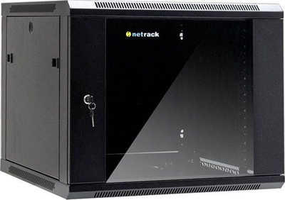 Kabinet muri Netrack F-Line Rack 19" 9U, thellësi 600mm, derë xhami, i zi