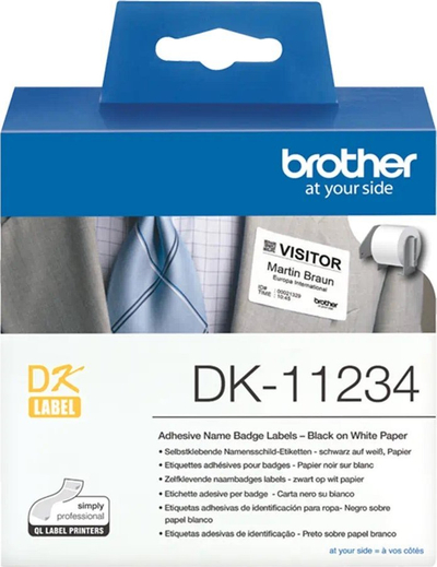 Rrotull etiketa Brother DK-11234, 260 etiketa, ngjitës i largueshëm, e bardhë me të zezë